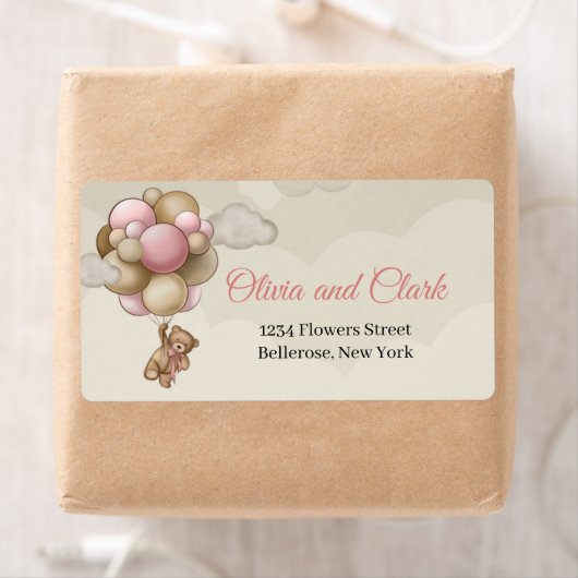 Teddy Bär rosa braune, beige Elfenbeinballons (Insitu)