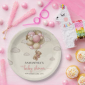 Teddy Bär rosa braune Elfenbeinballons Babydusche Pappteller (Party)