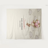 Teddy Bär rosa braune Elfenbeinballons im Hintergr Wandteppich (Vorderseite (Horizontal))