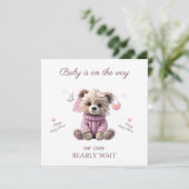 Teddy-Bär rosa Pullover Gratulation Karte (Stehend Vorderseite)