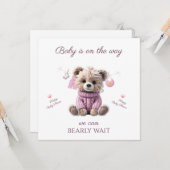 Teddy-Bär rosa Pullover Gratulation Karte (Vorderseite/Rückseite Beispiel)