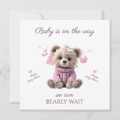 Teddy-Bär rosa Pullover Gratulation Karte (Vorderseite)