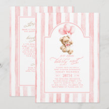 Teddy Bär Rosa Streifen Baby Shower Alles in Einem