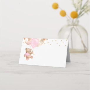 Teddy Bär Rose Gold Ballons Babyparty Platzkarte