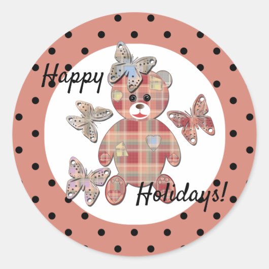 Teddy Bär Runder Aufkleber (Vorderseite)