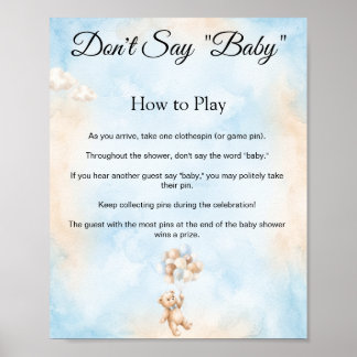 Teddy Bär Sag Nicht Baby Shower Spiel Schild