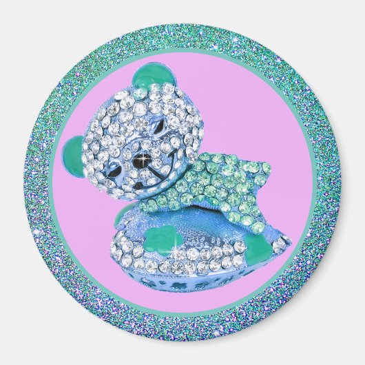 Teddy Bär schlafend Schönheit Diamant niedlich Magnet (Vorne)