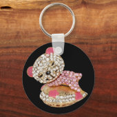 Teddy Bär schlafend Schönheit Diamant niedlich ros Schlüsselanhänger (Vorderseite)