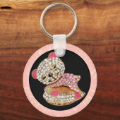 Teddy Bär schlafend Schönheit funkelnd Diamant nie Schlüsselanhänger (Vorderseite)