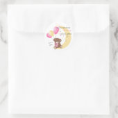 Teddy Bär sitzt auf dem Mond | Baby Girl Shower Runder Aufkleber (Tasche)