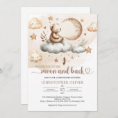 Teddy Bär sitzt auf wolkenneutralen Farben Einladung (Vorne/Hinten)