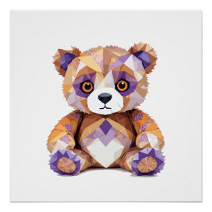 Teddy Bär spielerisch Adorable Fun Animal Colorful Poster