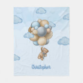 Teddy Bär staubige blaubraune Elfenbeinballons Fleecedecke (Vorderseite)