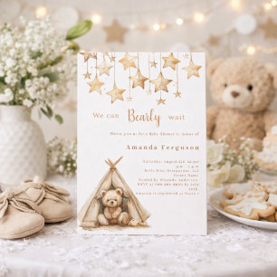 Teddy-Bär Sterne Zelt Boho Baby Shower Einladung