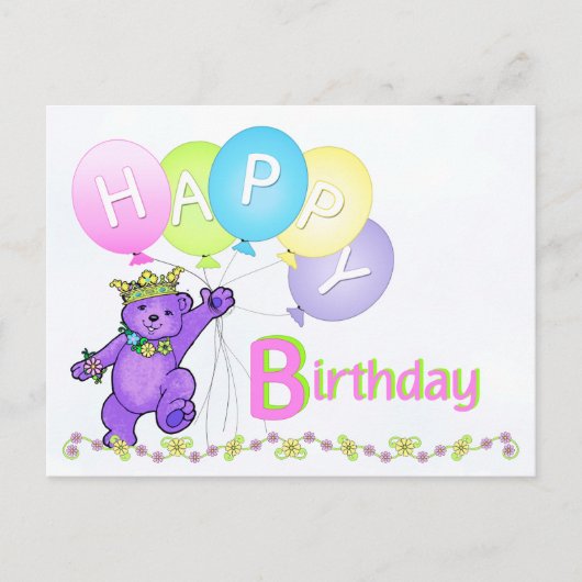 Teddy Bar tanzen Happy Birthday Postkarte (Vorderseite)