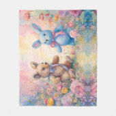 Teddy Bär und Bunny im Pastellgarten Fleecedecke (Vorderseite)