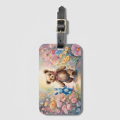 Teddy Bär und Bunny im Pastellgarten Gepäckanhänger (Vorderseite Vertikal)