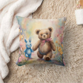 Teddy Bär und Bunny im Pastellgarten Kissen (Decke)