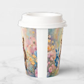 Teddy Bär und Bunny im Pastellgarten Pappbecher (Rechts)