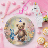 Teddy Bär und Bunny im Pastellgarten Pappteller (Party)