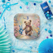 Teddy Bär und Bunny im Pastellgarten Pappteller (Party)