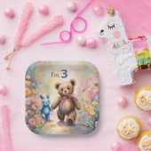 Teddy Bär und Bunny im Pastellgarten Pappteller (Party)