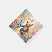 Teddy Bär und Bunny im Pastellgarten Serviette (Ecke)