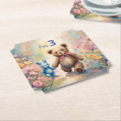 Teddy Bär und Bunny im Pastellgarten Untersetzer (angewinkelt)