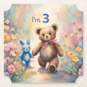 Teddy Bär und Bunny im Pastellgarten Untersetzer (Vorderseite)