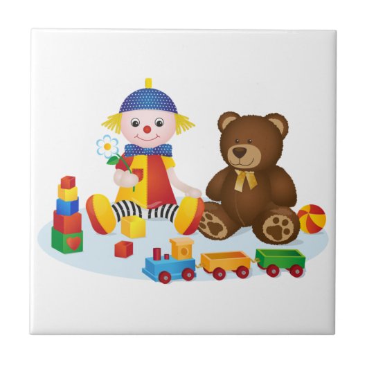Teddy Bär und Clown Kinder Fliese (Vorderseite)