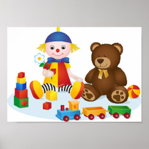 Teddy Bär und ClownBaby Kinderzimmer Room Poster