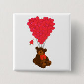 Teddy Bär und Herzblasen Button (Vorderseite)