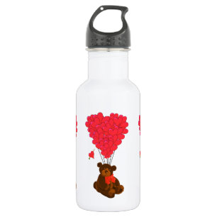 Teddy Bär und Herzblasen Edelstahlflasche