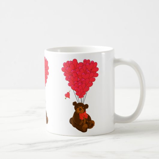 Teddy Bär und Herzblasen Kaffeetasse (Rechts)