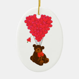 Teddy Bär und Herzblasen Keramikornament