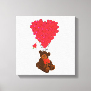 Teddy Bär und Herzblasen Leinwanddruck