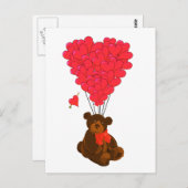 Teddy Bär und Herzblasen Postkarte (Vorne/Hinten)