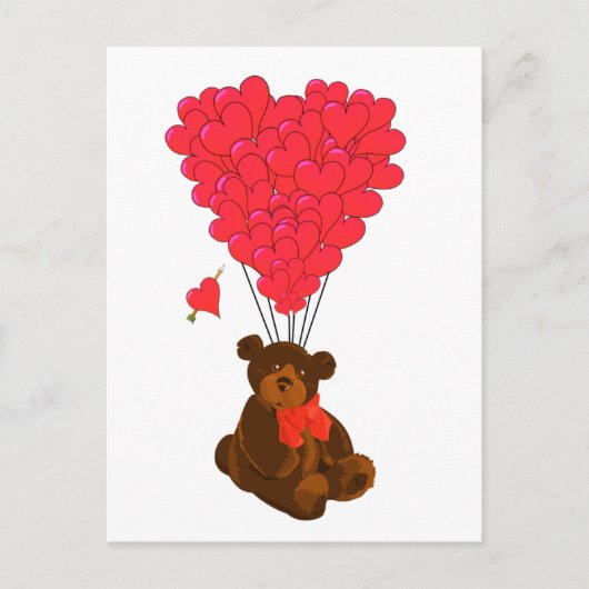 Teddy Bär und Herzblasen Postkarte (Vorderseite)
