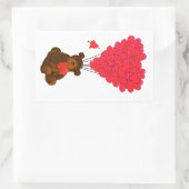 Teddy Bär und Herzblasen Rechteckiger Aufkleber (Tasche)
