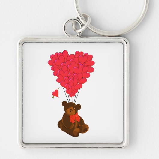 Teddy Bär und Herzblasen Schlüsselanhänger (Vorne)