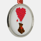 Teddy Bär und Herzblasen Silbernes Ornament (Rechts)