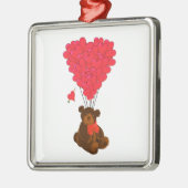 Teddy Bär und Herzblasen Silbernes Ornament (Links)