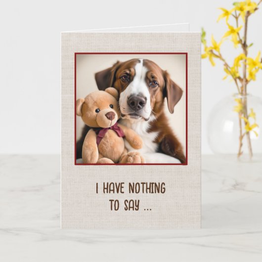 Teddy Bär und Hund denken Sie an Sie Karte (Gelbe Blume)