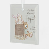 Teddy Bär und Toy Basket Ornament Aus Glas (Vorderseite links)