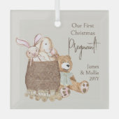 Teddy Bär und Toy Basket Ornament Aus Glas (Vorderseite)