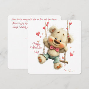 Teddy-Bär-Valentinskarte mit Schaukel und Herzen Feiertagskarte