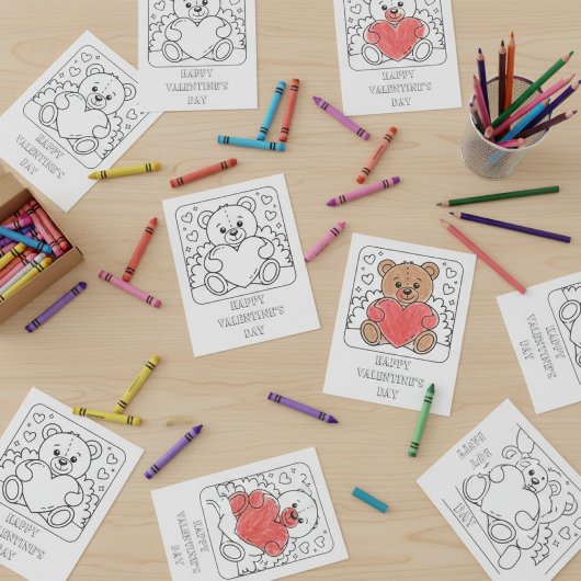 Teddy-Bär Valentinstag Malvorlage für Schüler Postkarte