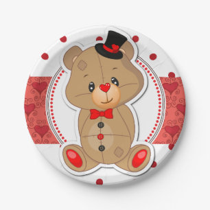 Teddy Bär Valentinstag Süße Herzensparty Pappteller