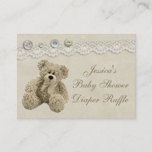 Teddy Bär Vintage-Spitze-Windel-Raffle Begleitkarte