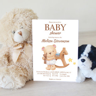 Teddy Bär Vintages Spielzeug Boho Babydusche Einladung